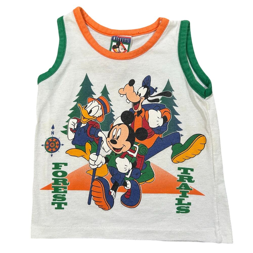 Vintage 90s Disney Mickey Mouse Camping Tank Top Toddler Size 3T Single Stitch